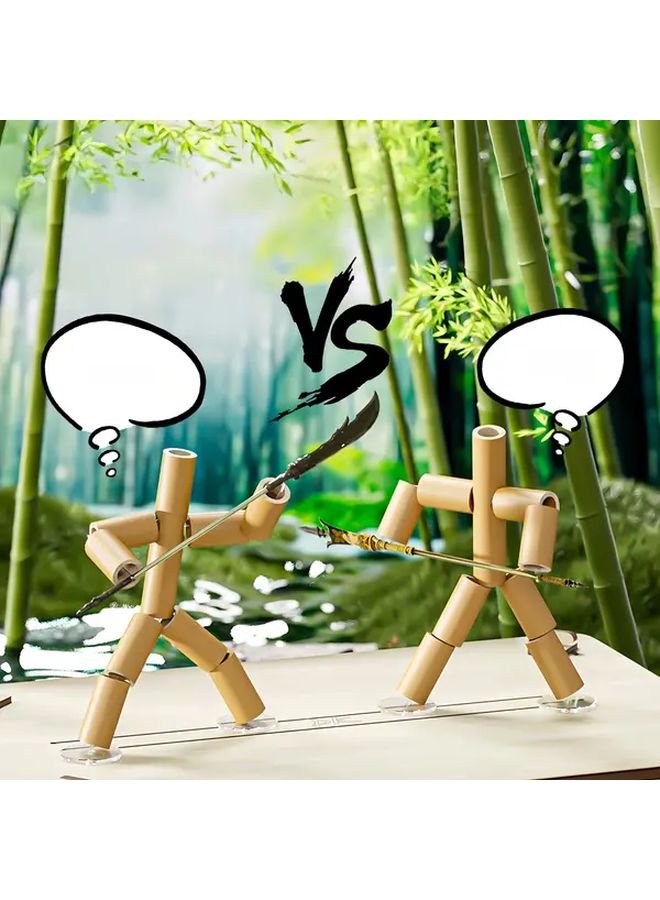 Creative Bamboo Knot DIY Craft Kit Two Player Battle Game With Metal Weapons Wooden Pieces - Image 3
