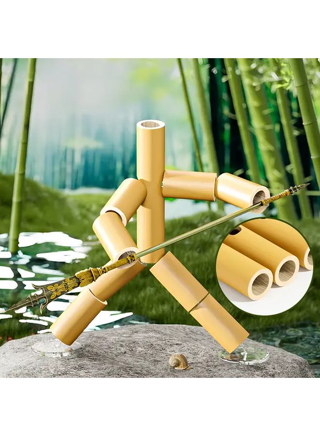 Creative Bamboo Knot DIY Craft Kit Two Player Battle Game With Metal Weapons Wooden Pieces - Image 4