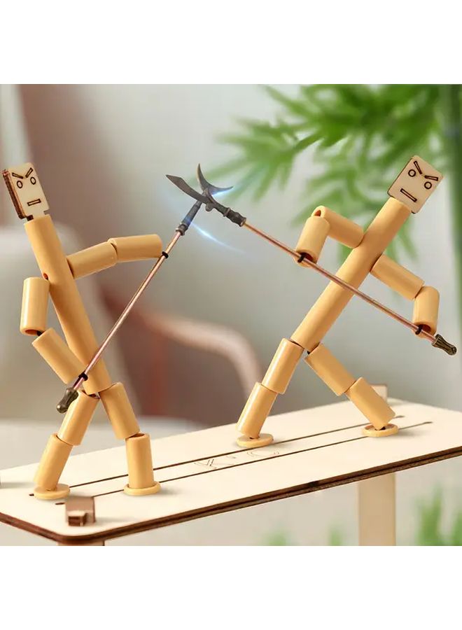Creative Bamboo Knot DIY Craft Kit Two Player Battle Game With Metal Weapons Wooden Pieces - Image 5