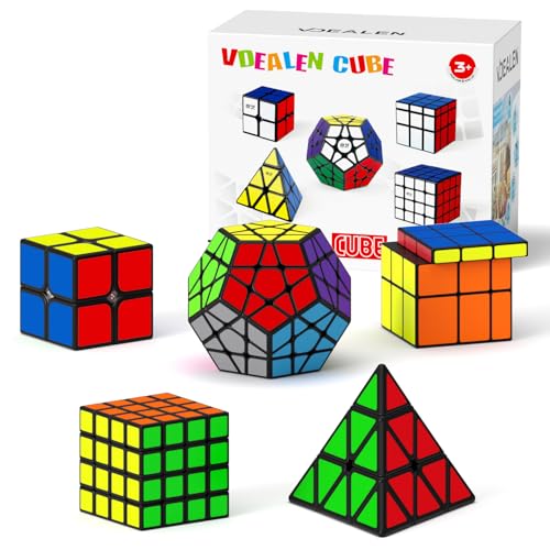 Vdealen Speed Cube Set 2x2 4x4 Pyramid Mirror Dodecahedron Magic Cube Pack Puzzle Cube Bundle Toys for Classroom Prizes Birthday Party for Kids Teens Adults5 Pack - Image 1