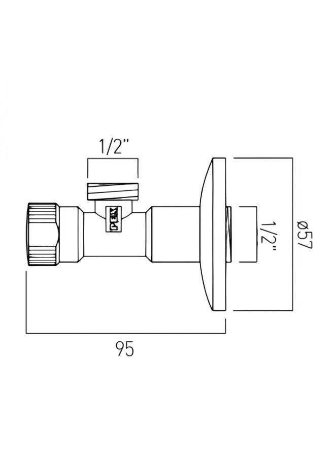 PEX Chrome Plated Brass Angle Valve, 1/2 x 1/2 Inch Wall Mounted Shut-Off Valve for Bathroom and Kitchen - Image 3