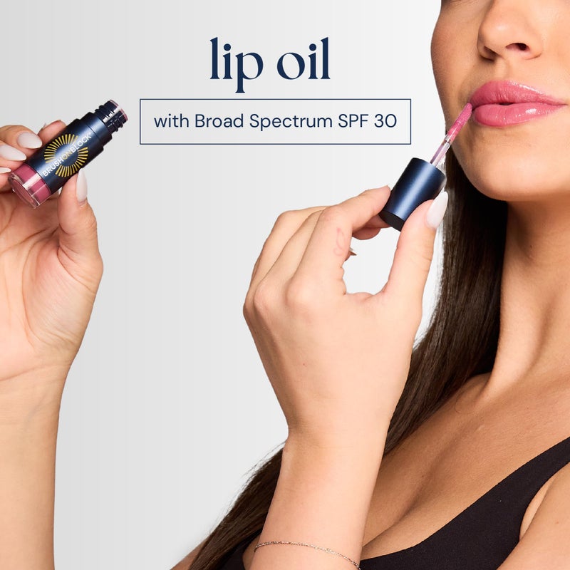 Brush On Block Sun Shine Protective Lip Oil SPF 30, Mineral Protection from UVA/UVB & Blue Light, Hydrating, Cruelty-Free, Gluten-Free, & Vegan, Nude - Image 5