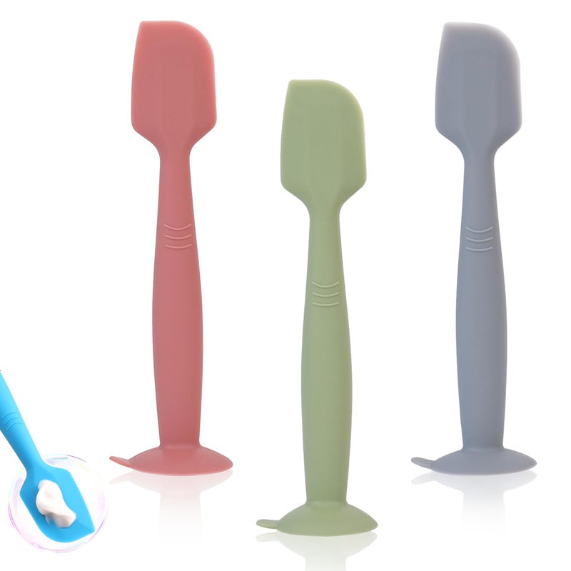 babove Baby Diaper Cream Spatula Applicator 3 Pack Butt Paste Spatula Soft Silicone,Diaper Rash Cream Applicator, Baby Essentials Must Haves Newborn Stuff (Red Green Grey) - Image 1