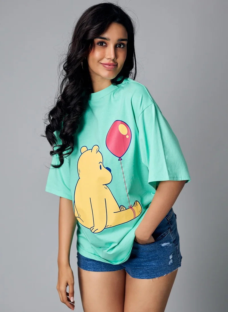 Zigzag Oversize Light Green Bear T-shirt