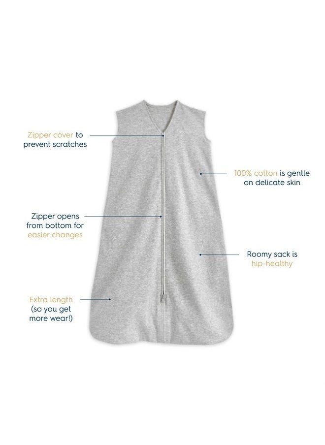 Sleepsack, 100% Cotton Wearable Blanket, Swaddle Transition Sleeping Bag, TOG 0.5, Heather Grey, Small