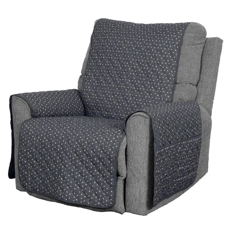 Furhaven Furhaven WaterResistant Reversible Recliner Chair Cover Protector w Side Pockets for Dogs Cats Children Quilted Polka Paw Living Room Furniture Cover Gray Brown Recliner - Image 2