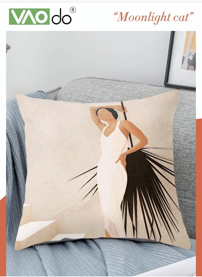 VAOdo 4PCS Pillowcase Soft Imitation Leather Simple Pillow Skin-Friendly Soft Breathable Solid Color Pillowcase 45*45CM  - Image 4