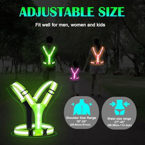 OMKHE LED Reflective Vest Running Gear, Lights Up Vest Rechargeable, High Visibility Reflective Running Gear for Night Walking Cycling Jogging - Image 4