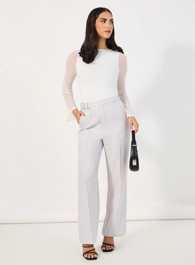 Styli Mesh Insert Bell Sleeves Bodysuit