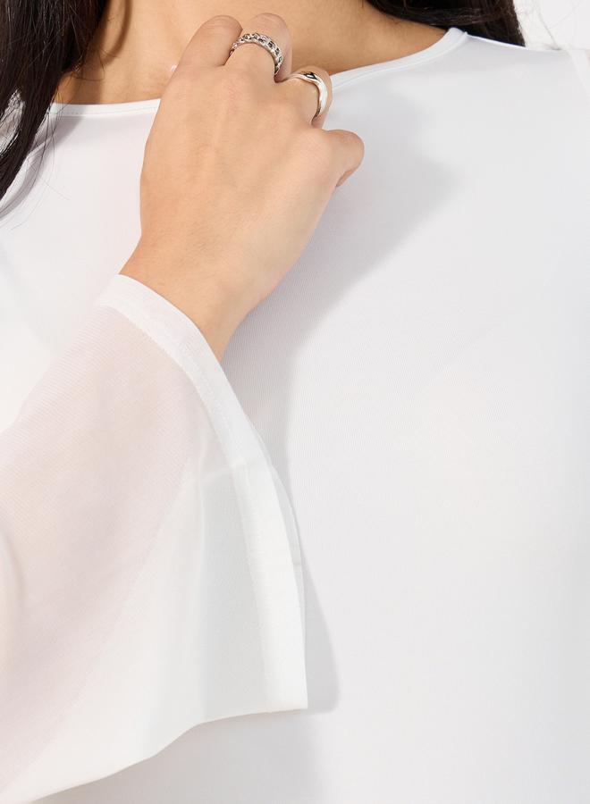 ستايلي بودي سوت بتفاصيل شبكية وأكمام جرس - Image 4