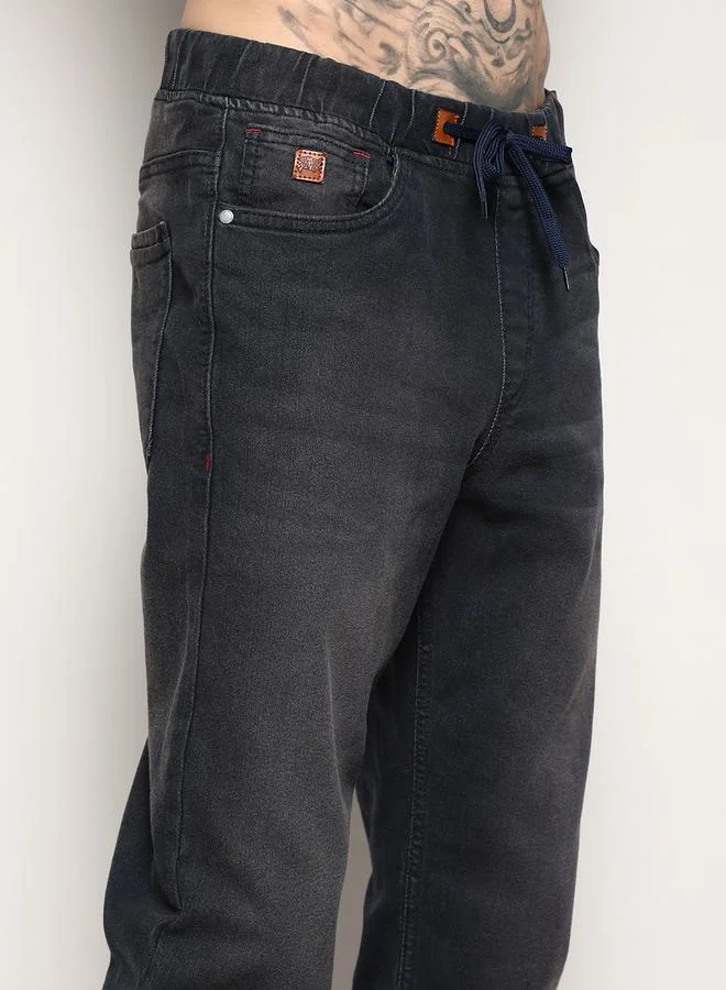 Campus Sutra Cinched Hem Jeans with Drawstring by Styli