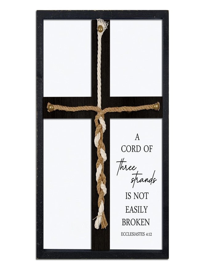 Surfapans A Cord of Three Strands Wedding Sign 22"X15.75" Braid for Ceremony Ideas Christian Marriage Gifts Decor for Couple Anniversary Religious Ecclesiastes 4:9-12 (Black) - Image 1