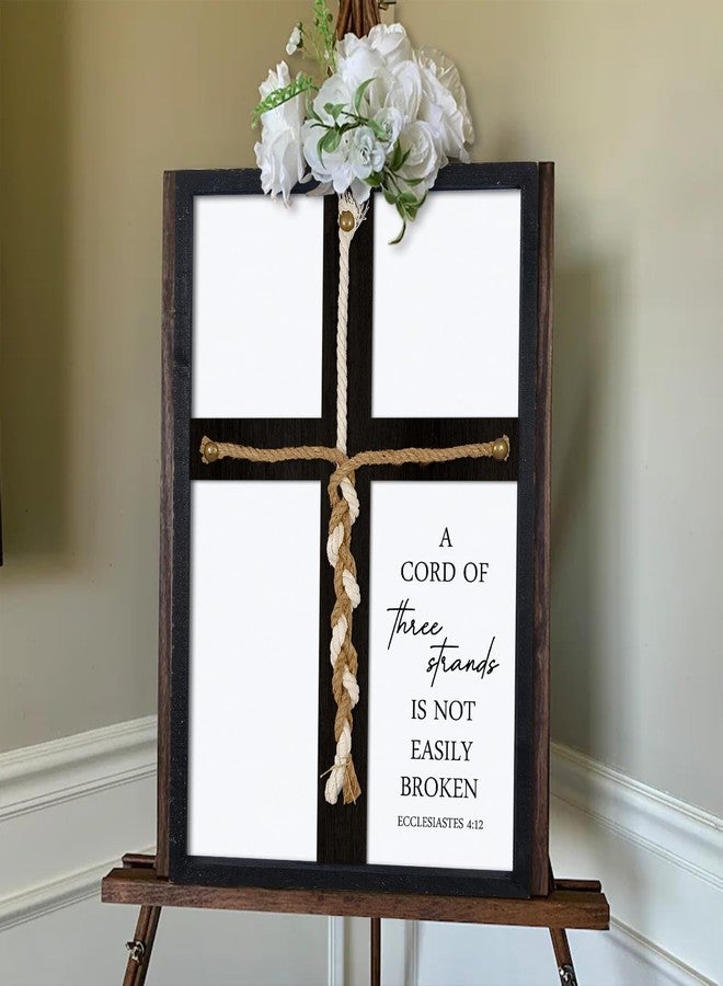 Surfapans A Cord of Three Strands Wedding Sign 22"X15.75" Braid for Ceremony Ideas Christian Marriage Gifts Decor for Couple Anniversary Religious Ecclesiastes 4:9-12 (Black) - Image 3