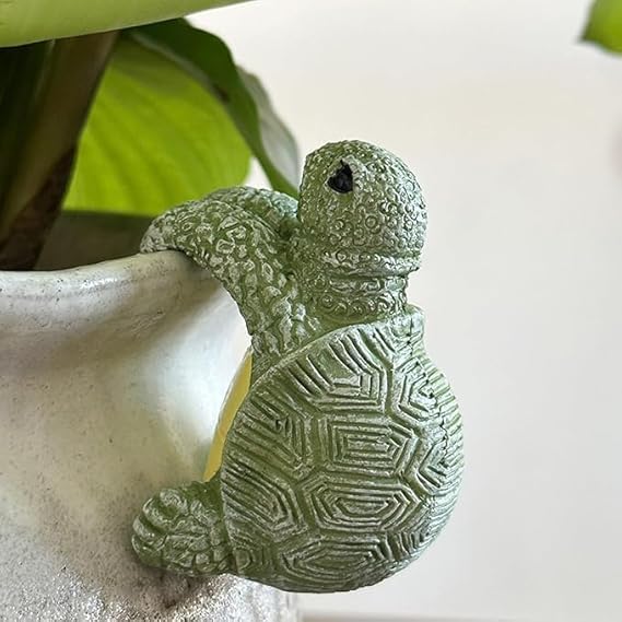 The Decorshed Cute Climbing Tortoise Flower Pot Hugger Figurines Resin Hanging Turtle Statue Planter Pot Decorations for Home Garden Fence Balcony Patio Lawn Yard Ornaments(Pack of 1) - Image 1