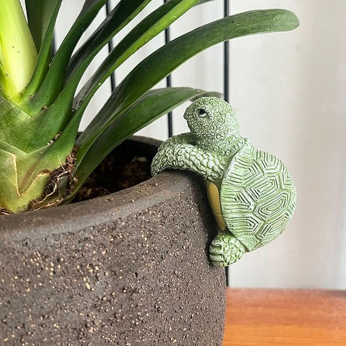 The Decorshed Cute Climbing Tortoise Flower Pot Hugger Figurines Resin Hanging Turtle Statue Planter Pot Decorations for Home Garden Fence Balcony Patio Lawn Yard Ornaments(Pack of 1) - Image 4
