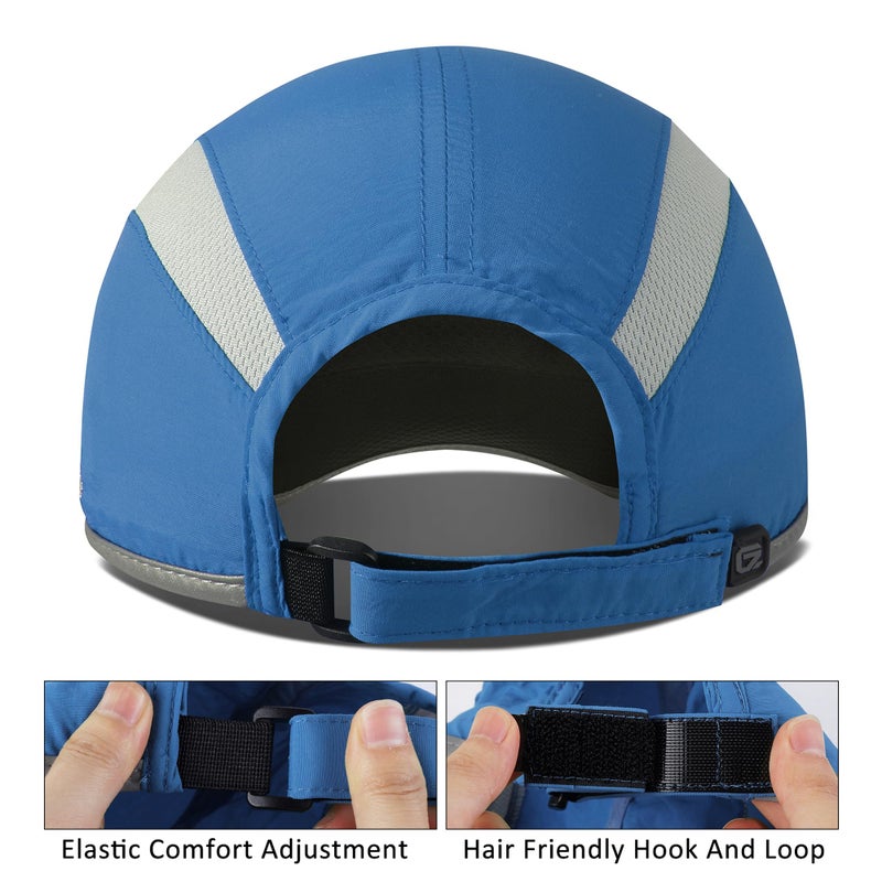 GADIEMKENSD Baseball Cap Nylon Running Cap Outdoor Sports Hat for Men Woman Adjustable Quick Drying Reflective Foldable 50+ UPF Inhibit UV Mesh Water Repellency Race Performance Lightweight Blue - Image 3