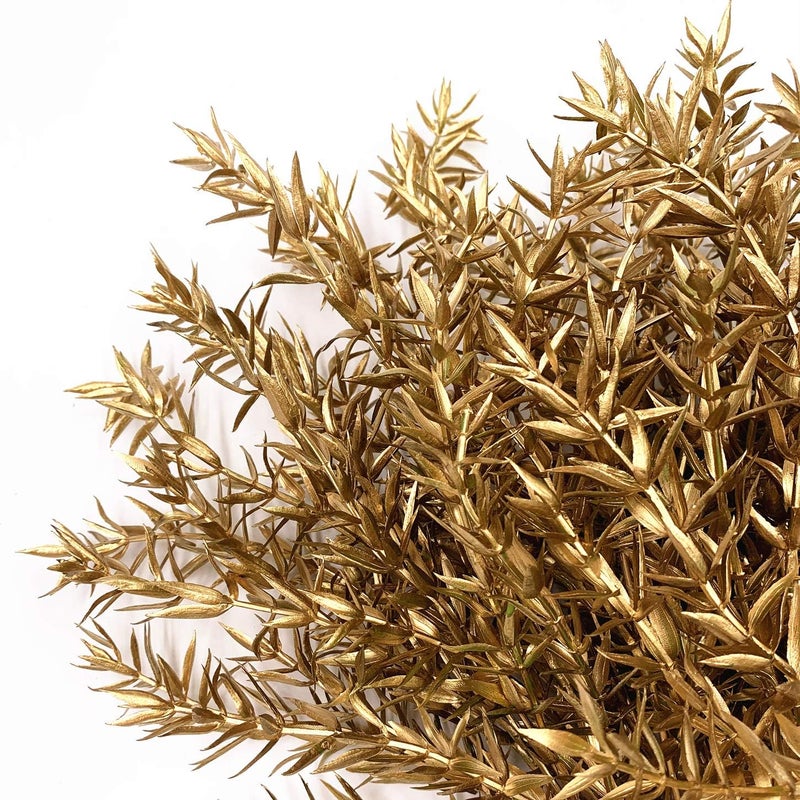 LOVENIMEN Christmas Artificial Plants, Fake Golden Plant Spiky Leaf Grass Flowers Bush Fern Bushes Faux Shrubs Indoor Outside Hanging Planter Home Garden Decor Festival Decoration - Gold 4 Pcs - Image 3