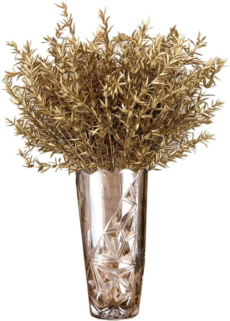 LOVENIMEN Christmas Artificial Plants, Fake Golden Plant Spiky Leaf Grass Flowers Bush Fern Bushes Faux Shrubs Indoor Outside Hanging Planter Home Garden Decor Festival Decoration - Gold 4 Pcs - Image 2