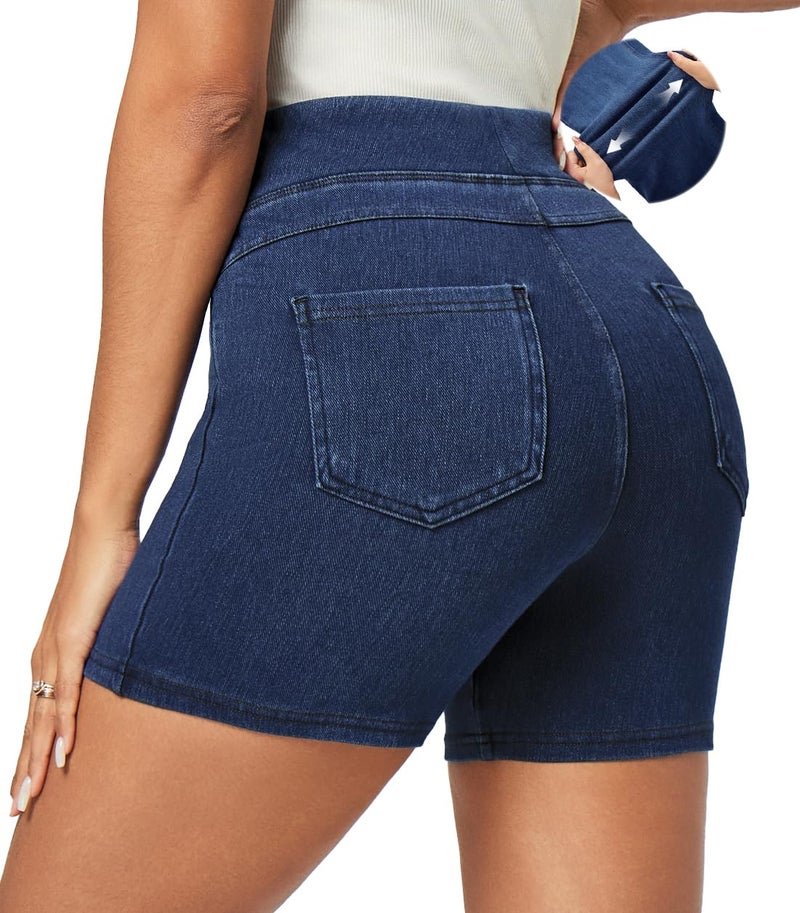 IUGA Stretchy Jean Shorts for Women High Waisted Pull On Jorts with Pockets Denim Shorts Women Summer Casual Shorts 2025 - Image 1
