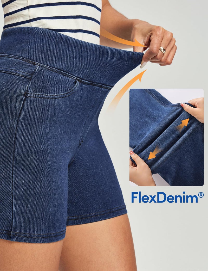 IUGA Stretchy Jean Shorts for Women High Waisted Pull On Jorts with Pockets Denim Shorts Women Summer Casual Shorts 2025 - Image 3