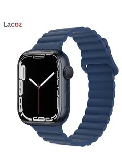 Lacoz Lacoz Magnetic Silicone Band iWatch Sports Strap for Apple Watch 44mm 45mm and Ultra 49mm 8 SE 7 6 5 (Blue)  - Image 1