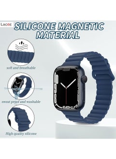 Lacoz Lacoz Magnetic Silicone Band iWatch Sports Strap for Apple Watch 44mm 45mm and Ultra 49mm 8 SE 7 6 5 (Blue)  - Image 4