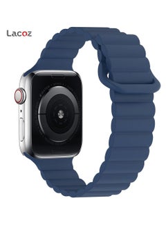 Lacoz Lacoz Magnetic Silicone Band iWatch Sports Strap for Apple Watch 44mm 45mm and Ultra 49mm 8 SE 7 6 5 (Blue)  - Image 2