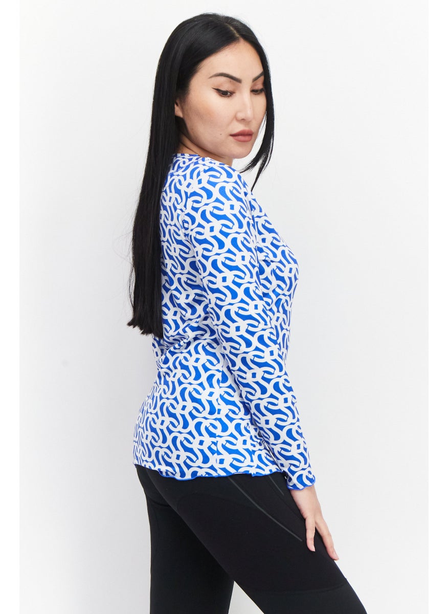 X by Gottex - Women Sportswear Fit Long Sleeve Training Top, Blue - Image 1