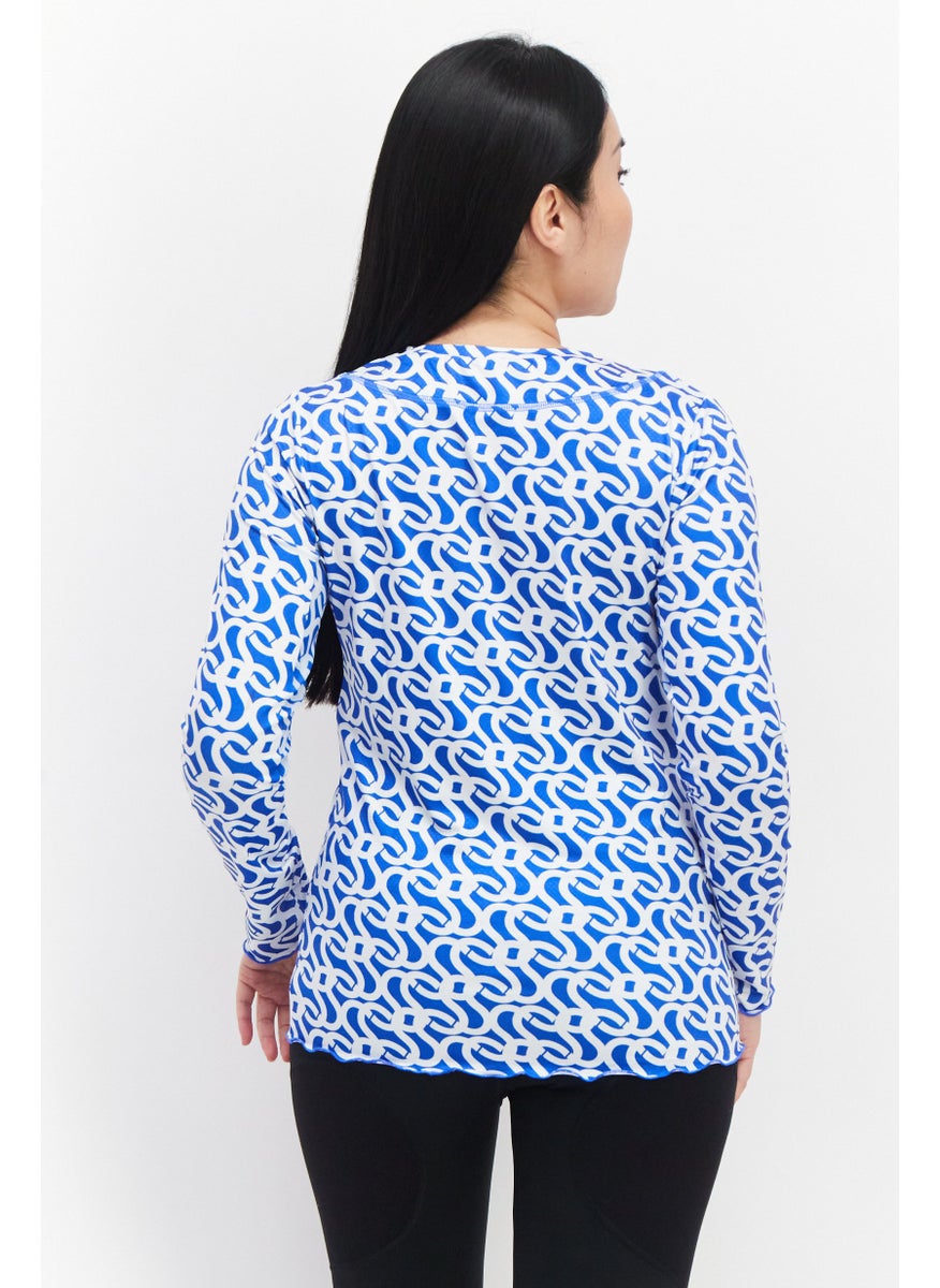X by Gottex - Women Sportswear Fit Long Sleeve Training Top, Blue - Image 1