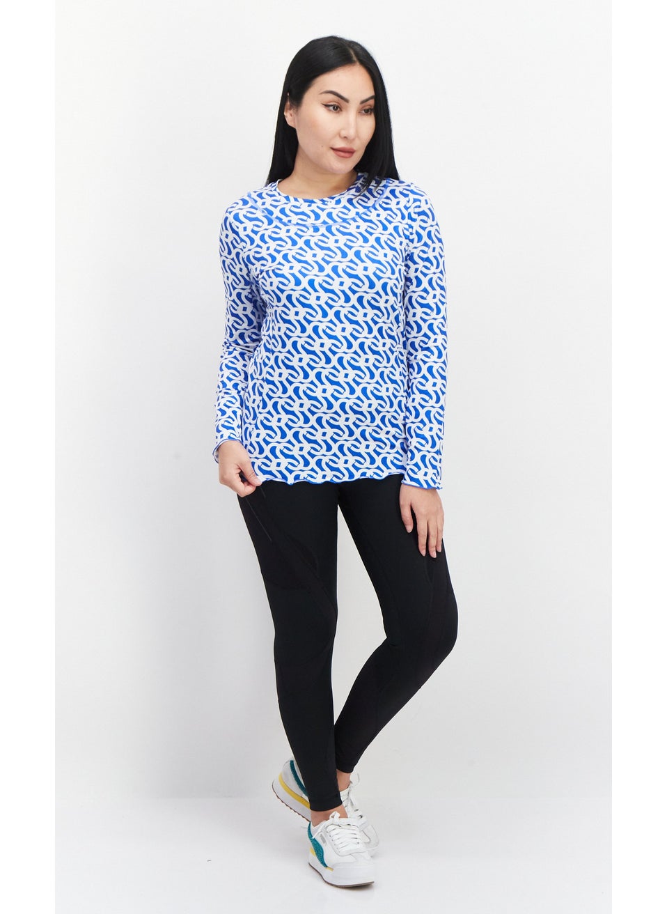 X by Gottex Women Sportswear Fit Long Sleeve Training Top, Blue  - Image 4