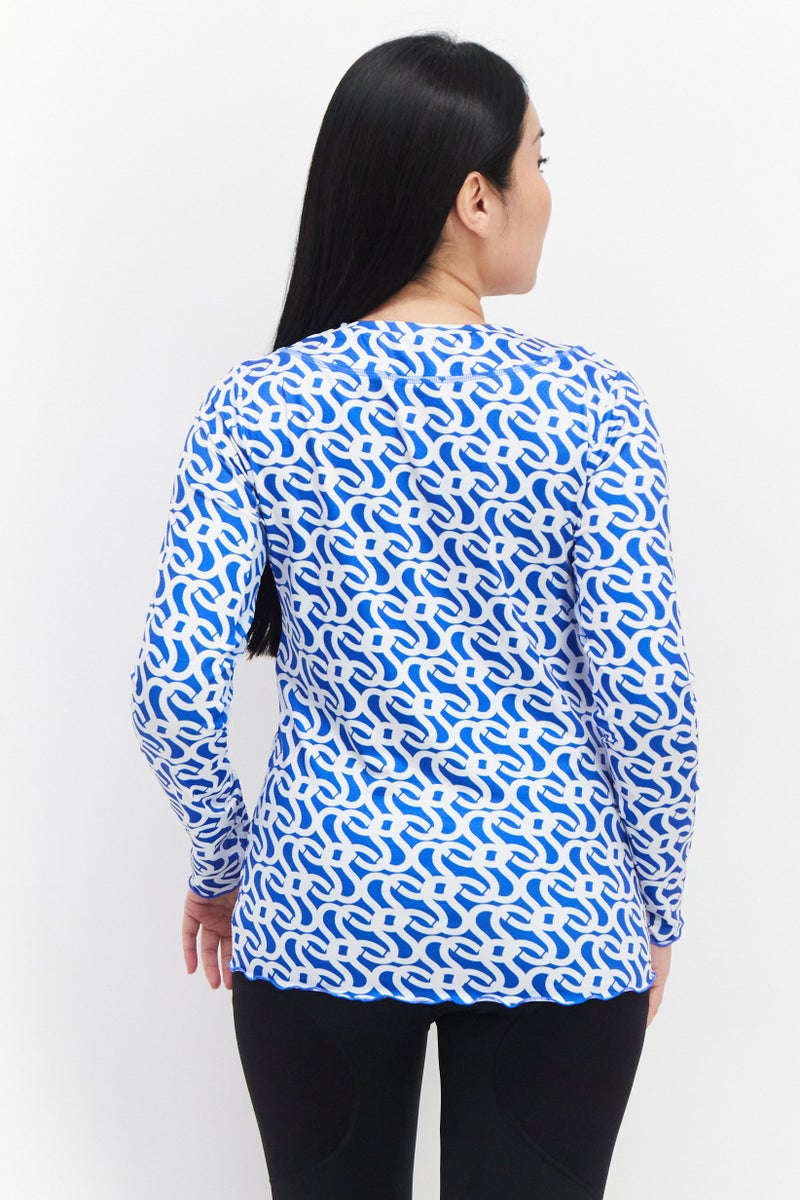 X by Gottex Women Sportswear Fit Long Sleeve Training Top, Blue - Image 2