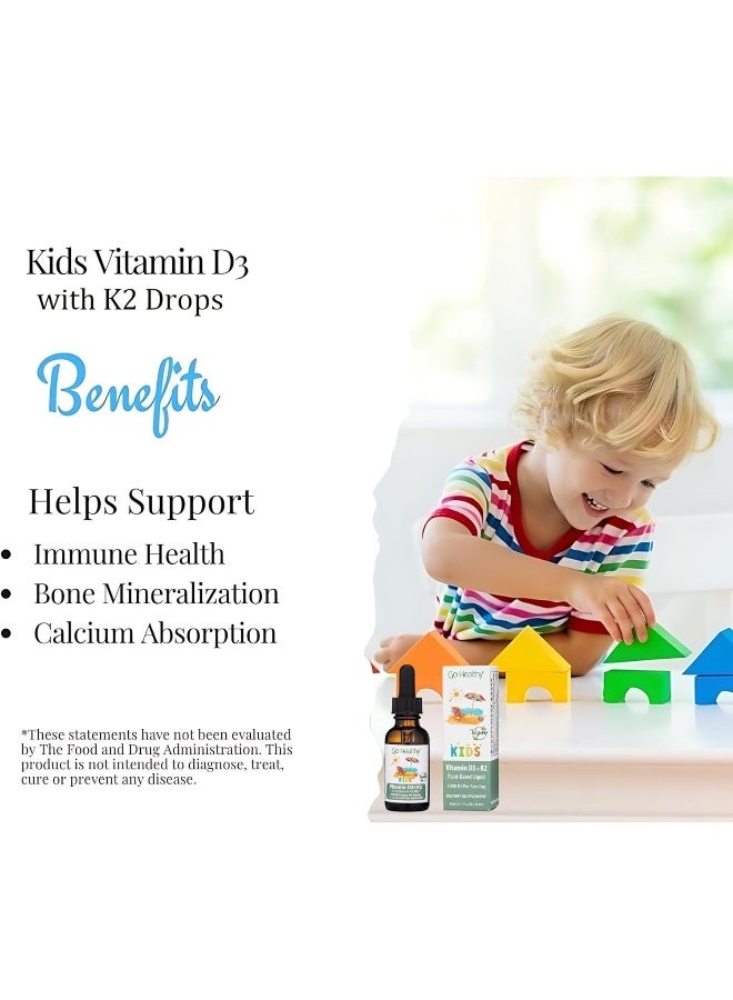 Go Healthy Natural Go Healthy Vitamin D For Kids - Vegan, Vegetarian D3 (1000 Iu) & K2 Liquid Drops - 30 Servings - Image 3