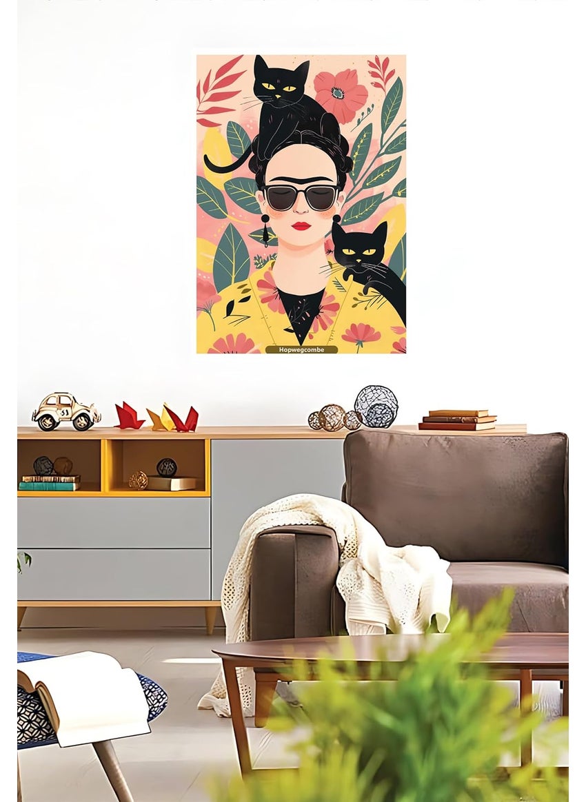 Master Flame Master Flame Electic Contemperory Modern Art Aesthetic Wall Art Poster for Living Room Home Wall Decor FrameFrameless Abstract Portrait Cat Flowers Women Her A3 UNFRAMED ELECTIC MODERN ART8  - Image 4