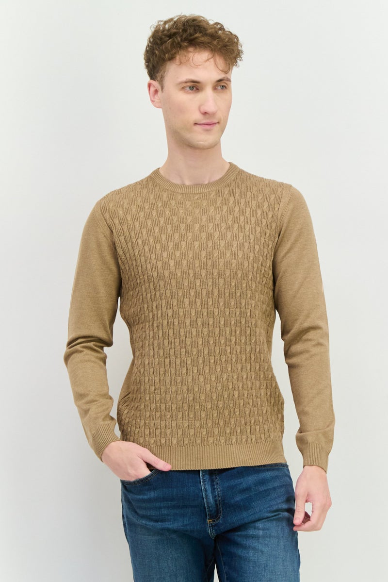 Sorbino Men Crew Neck Long Sleeves Heather Sweatshirt, Brown - Image 1