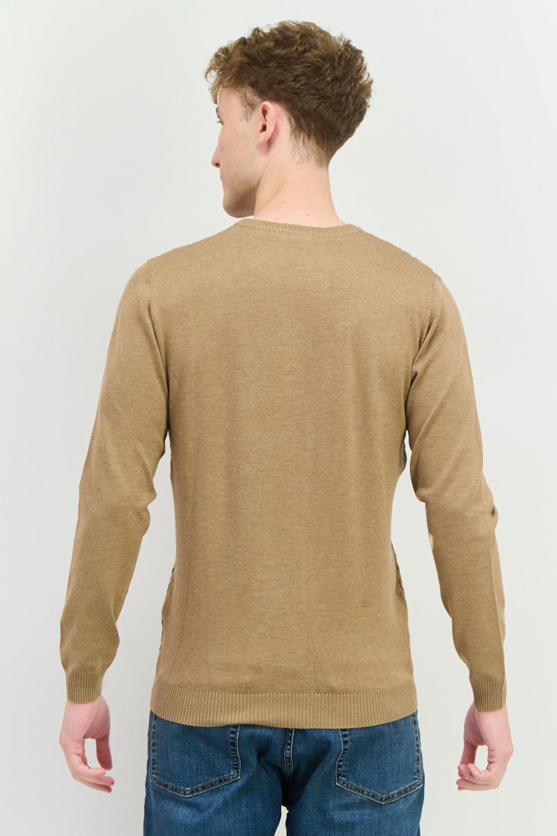 Sorbino Men Crew Neck Long Sleeves Heather Sweatshirt, Brown - Image 3