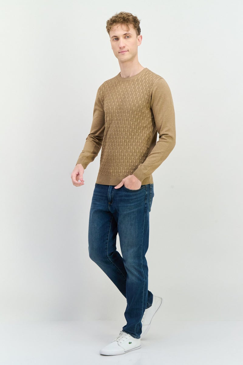 Sorbino Men Crew Neck Long Sleeves Heather Sweatshirt, Brown - Image 2