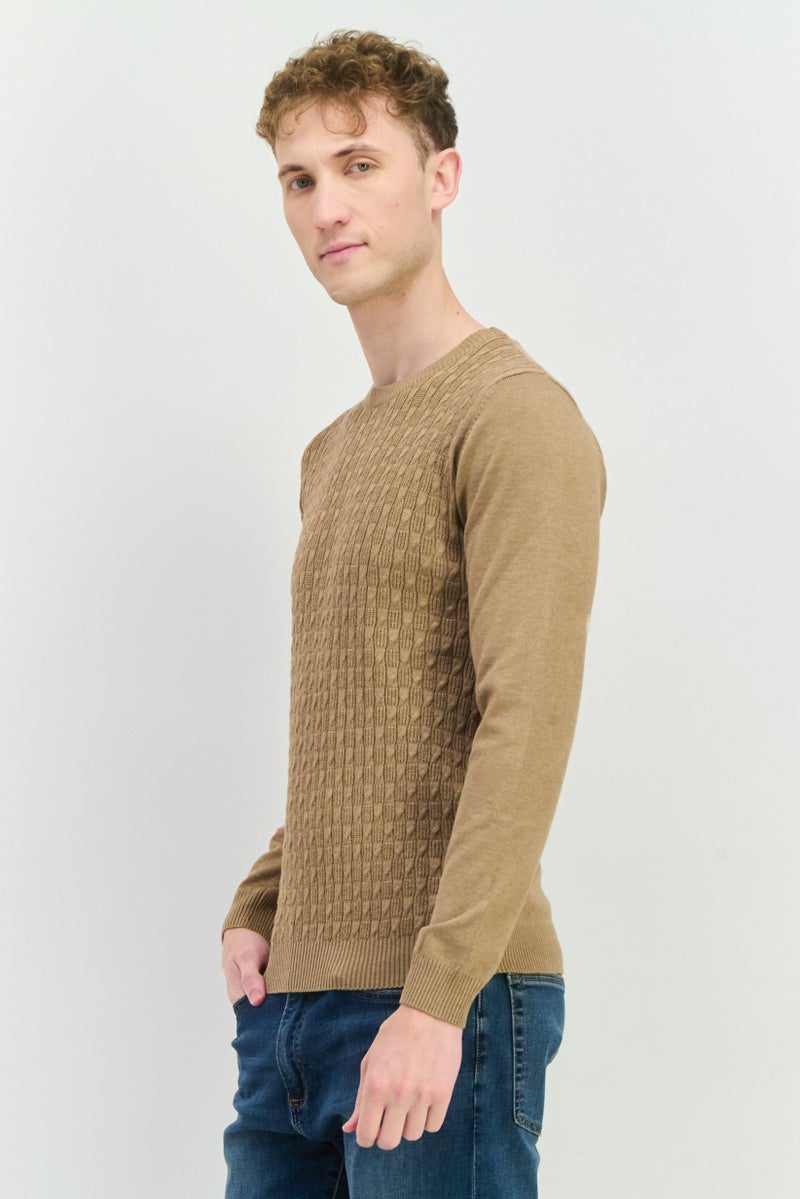 Sorbino Men Crew Neck Long Sleeves Heather Sweatshirt, Brown - Image 4