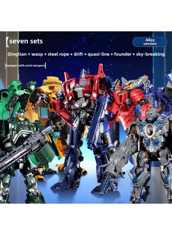 Children's Transformation Play 5 Bumblebee Dinosaur Megatron Boy Hand-made 6 Car Robot King Kong Sky Hand-made Model Play-Color:Cool-amazing (alloy) - Image 3