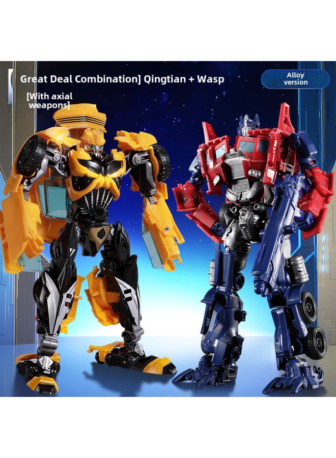 Children's Transformation Play 5 Bumblebee Dinosaur Megatron Boy Hand-made 6 Car Robot King Kong Sky Hand-made Model Play-Color:Cool-amazing (alloy) - Image 2