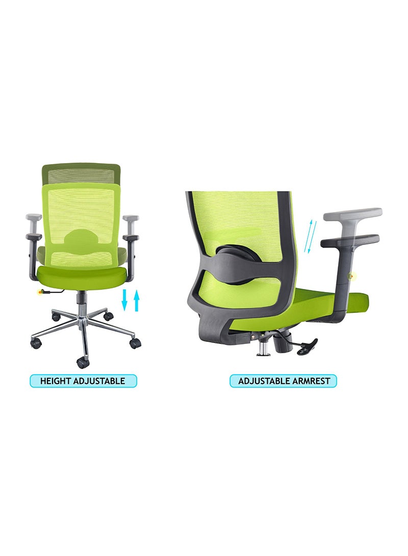 Mahmayi Mahmayi SleekLine T01B Medium Back Ergonomic Mesh Chair Green  - Image 2