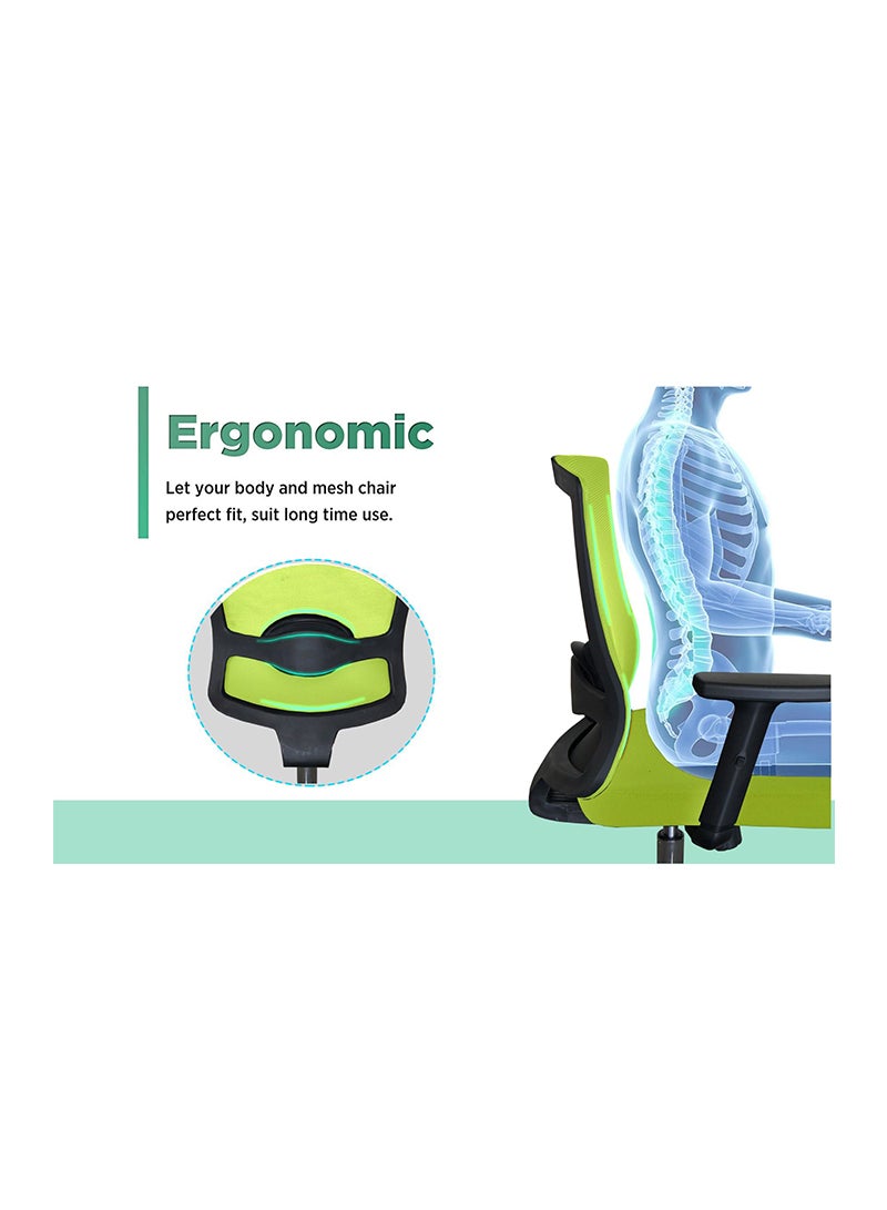 Mahmayi Mahmayi SleekLine T01B Medium Back Ergonomic Mesh Chair Green  - Image 3