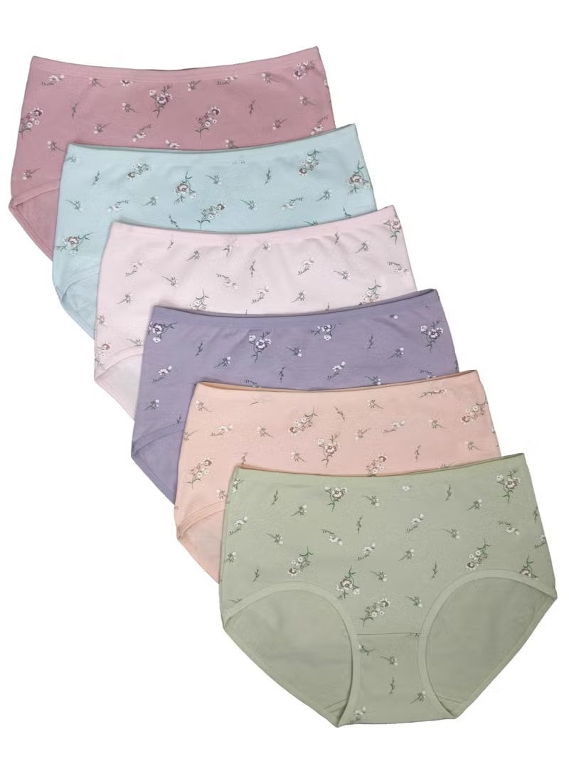 Love Bell Premium Cotton Four-way stretch Panties -  MULTIPACK - Regular and Plus Sizes - Classic Briefs for Women (UAE/KSA, Alpha, L, Regular, Regular, Blossom Flower - 6 Pcs Pack) - Image 1