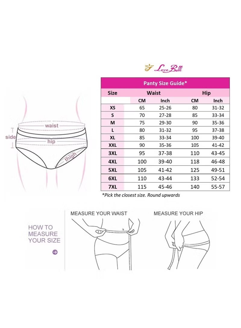 Love Bell Premium Cotton Four-way stretch Panties -  MULTIPACK - Regular and Plus Sizes - Classic Briefs for Women (UAE/KSA, Alpha, L, Regular, Regular, Blossom Flower - 6 Pcs Pack) - Image 4