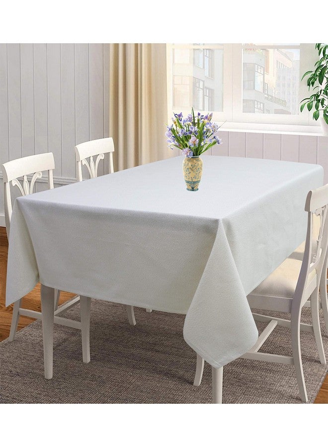 AIRWILL 100% Cotton Solid Pattern 4 Seater Square Table Cover Sized, 56x56 inches (White, Pack of 1) - Image 1