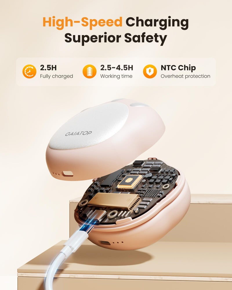 جاياتوب Gaiatop تدفئة اليد القابلة لإعادة الشحن، 2 حزمة لطيف القط تصميم مخلب 3 مستويات المغناطيسي سخان الجيب الكهربائي قابلة لإعادة الاستخدام المحمولة الأيدي الساخنة تخزين الهدايا للنساء الرجال القط عاشق - Image 5