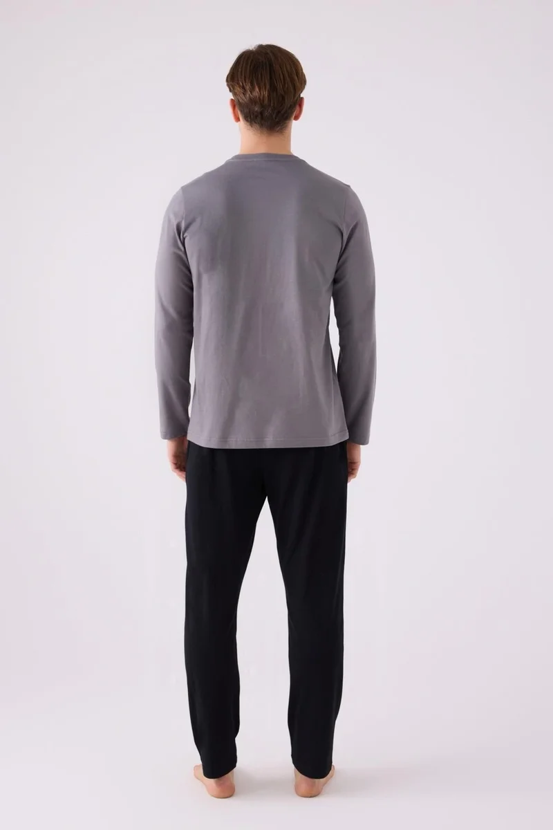 Arnetta Cotton Winter Men's Pajama Set with Pocket Detail