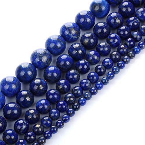 Ruilong Genuine Natural Real Smooth Round Blue Lapis Gemstone Beads Loose Beads for Jewelry Making Approxi 15.5" (Blue Lapis, 8MM) - Image 1
