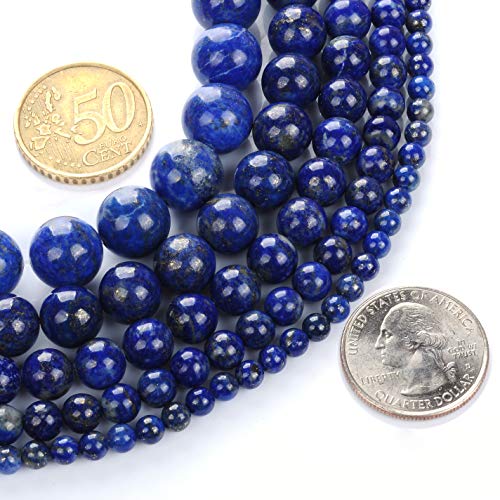Ruilong Genuine Natural Real Smooth Round Blue Lapis Gemstone Beads Loose Beads for Jewelry Making Approxi 15.5" (Blue Lapis, 8MM) - Image 2