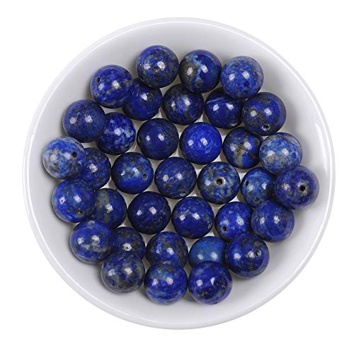 Ruilong Genuine Natural Real Smooth Round Blue Lapis Gemstone Beads Loose Beads for Jewelry Making Approxi 15.5" (Blue Lapis, 8MM) - Image 3
