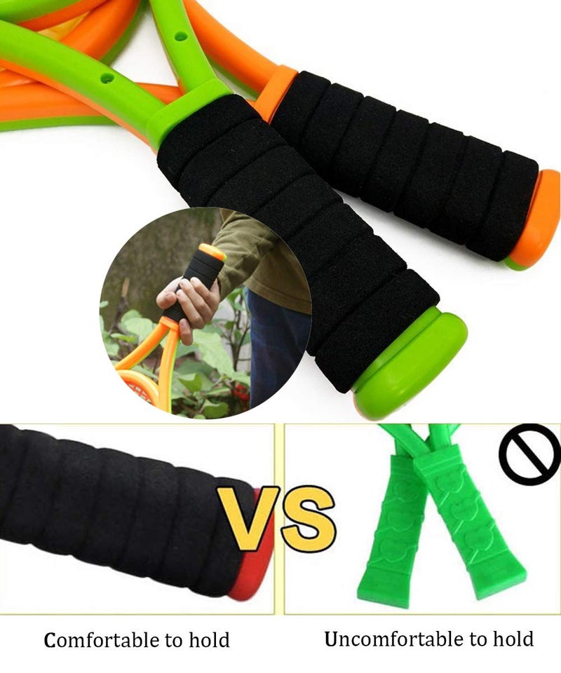 Crefotu Kids Tennis Racket,17 Inch Plastic Tennis Racket with 2 Soft Balls,2 Tennis Balls and 4 Shuttlecocks for Kid,Toddler Outdoor/Indoor Sport Play (Orange & Green) - Image 4